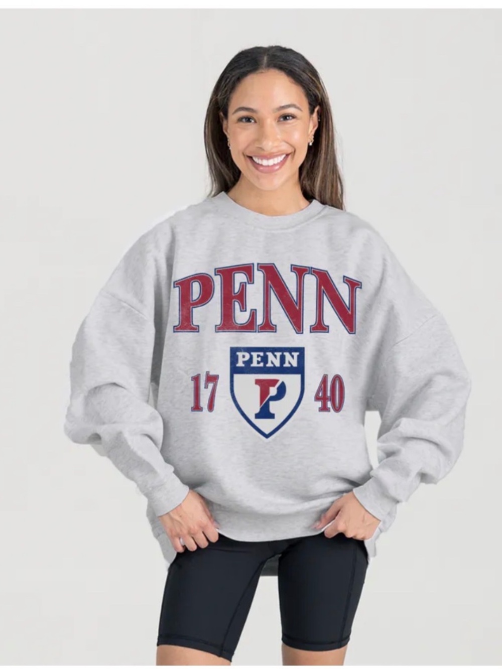 Women's Gameday Couture Ash Pennsylvania Quakers Premium Fleece Pullover Sweatsh